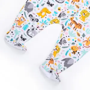 Pyjama bébé à pieds en coton avec motifs animaux colorés